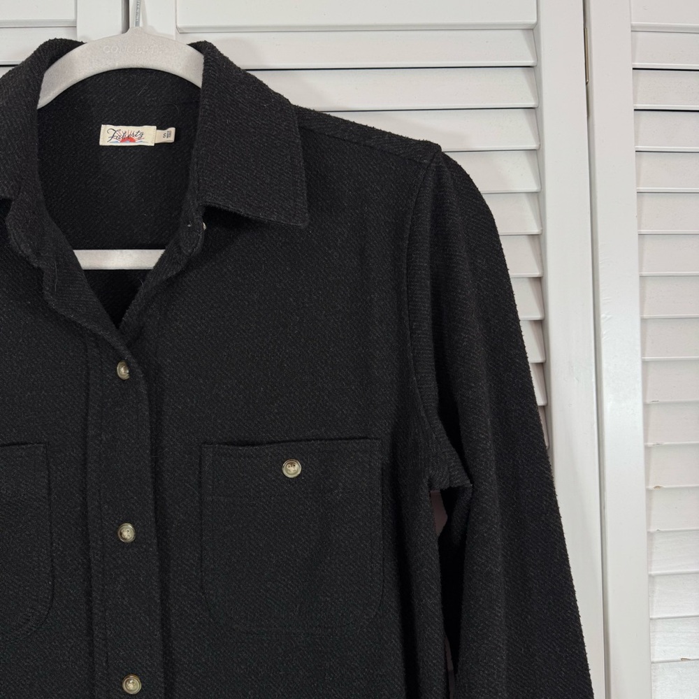 Faherty Legend Sweater Shirt Heathered Black Twill Button Up Small - Picture 4 of 10